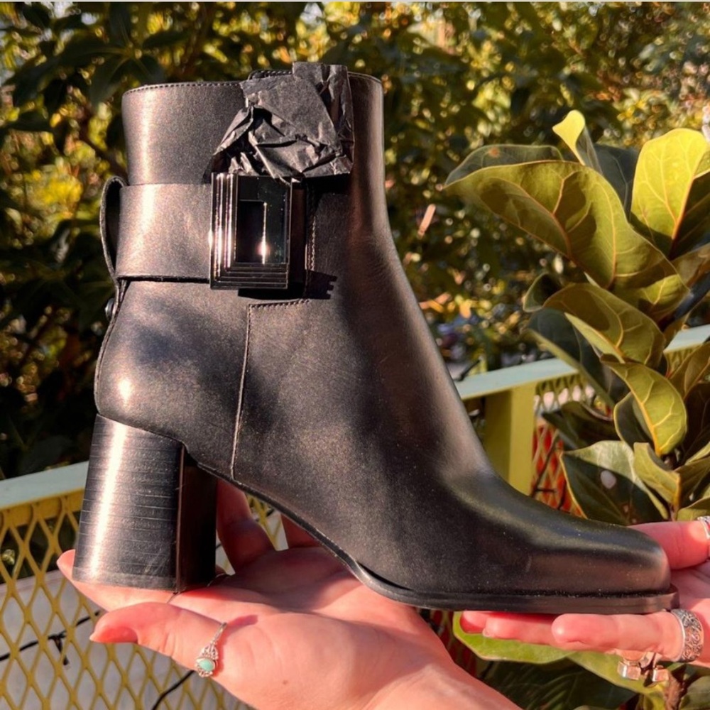 Karl Lagerfeld Black Heeled Boots with Buckle